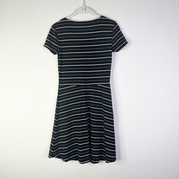 Aero Seriosly Soft Dress Women M Black Striped Skater Knit Bodycon Comfy NWOT - Picture 3 of 7